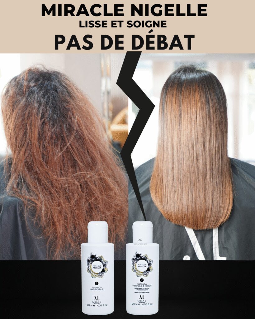 MIRACLE NIGELLE – Lissage brésilien cheveux frisés, crépus 120 ml