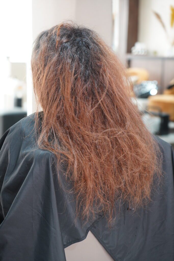 cheveux avant application du lissage brésilien miracle Nigelle